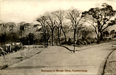 Entrance to the Borgie Glen Circa 1900 - War Memorial now stands at junction of the two paths - Card dated 1919 - PPC Series No. 4028 British Manufacturer.